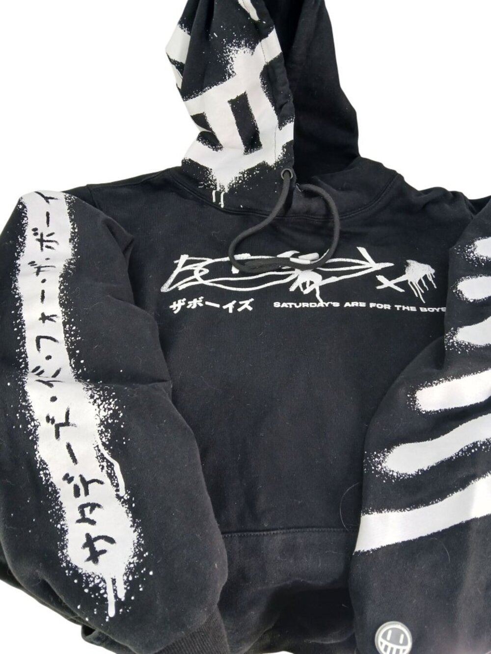 The Boys MENS Street Vandal Graffiti Hoodie Black Size M Graphic Saturdays Are F